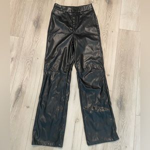 LEATHER WIDE CUT PANTS